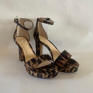 Vince Camuto Cheetah Print Strappy Heels Cow Hair Upper Women's 6.5